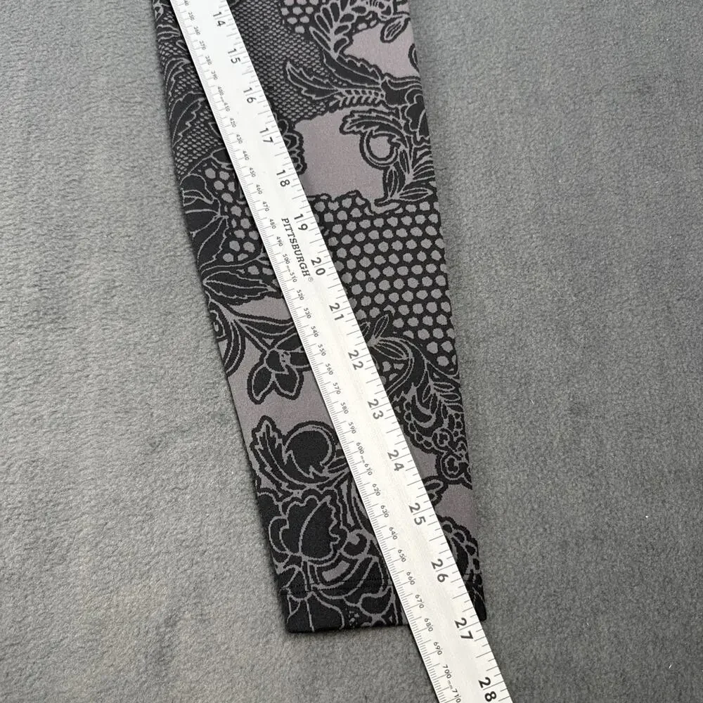 Nike Leggings Women's Small Gray Black Lace Floral Printed Athletic Stretch
